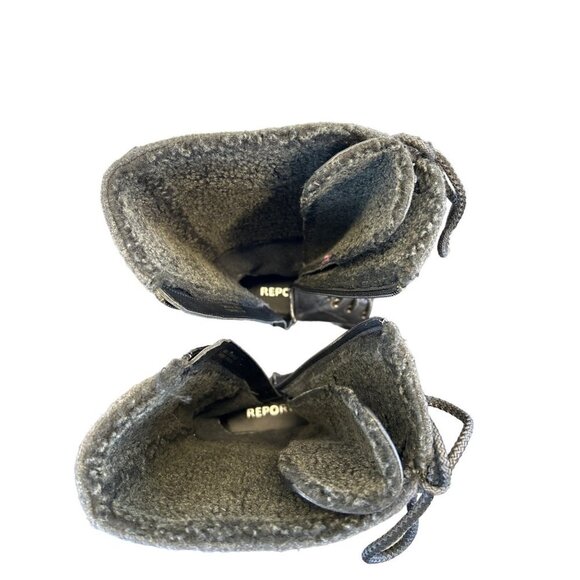 Report Maxwell Women’s Tall Boots Combat MOTO Size 6 Black Faux Fur Lace Up Zip - Picture 9 of 13